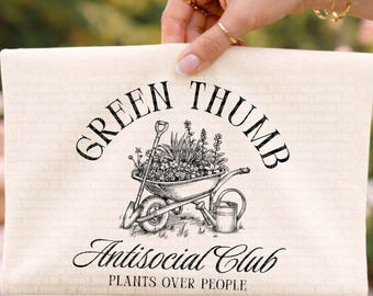 Green Thumb Antisocial Club PNG | Introvert Plant Lovers Graphic Tee | Trendy Aesthetics Design | Crazy Plant Ladies | Digital Download