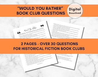 Would You Rather Historical Fiction Book Club Conversation Starters, Reading Group Questions & Icebreaker Game For Host (Digital Download)