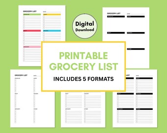 Lista de la compra imprimible, cocina y compras organizadas (descarga digital en PDF)