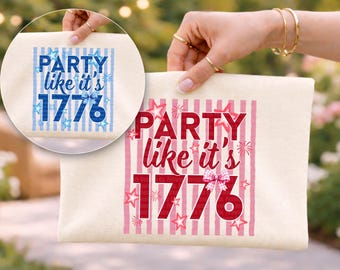 Party Like It's 1776 PNG Bundle | 4th of July Coquette Bow Clipart | Preppy Maximalistic Colored Stripes | Monochromatic | Digital Download