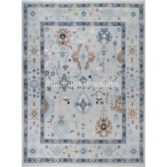 Hand Knotted Wool Oushak Rug | Contemporary Turkish Area Rug