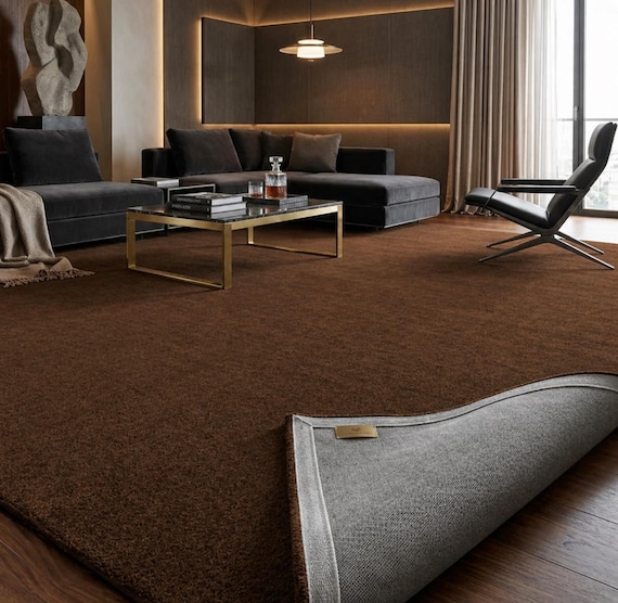 Premium Quality Chestnut Brown Hand Tufted Wool Rug, Nordic Knots New Zealand Large area Rug | Modern Living Room Decor