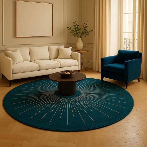 Hand Tufted Modern  Blue Round Rug| Large area Round Rug| Luxury Quality New Zealand  Wool Rug