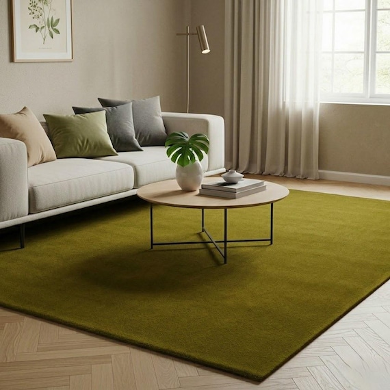 Grand Milano Green Hand Tufted Wool Rug | Scandinavian Living Room Decor