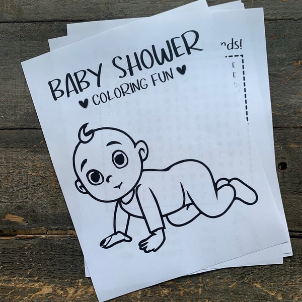 Download and Print Baby Shower Kids Coloring & Activity Pages
