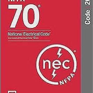 May include: A red book cover titled NFPA 70 National Electrical Code with the text Code 2026 on a gray side bar. The cover features a white circular logo with the letters nec and two lightning bolt symbols, along with the NFPA logo at the bottom.