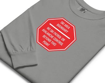 Camiseta de manga larga de peso pesado para esquí de travesía "Sin patrulla de esquí"