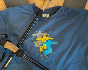 Camiseta de manga corta de peso pesado con capas de esquiador