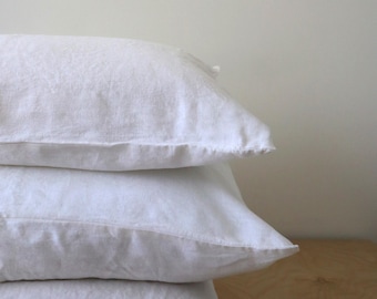 White Linen Pillowcases Set | Enzyme Washed European Flax, Standard Size
