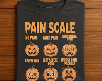 Pumpkin Pain Scale Shirt, Funny Nurse Halloween Shirt, Medical Humor Fall Tee, ER Nurse T-Shirt for Spooky Season, ER Halloween Sweatshirt