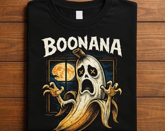 Boonana Shirt Scary Banana Ghost Costume Tee Spooky Fruit Shirts With Moon And Horror Style, Funny Halloween Shirt, Funny Ghost Sweatshirt