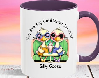 You’re My Unfiltered Sunshine Silly Goose Mug, Cute Goose Couple Coffee Cup, Playful Romantic Gift for Couple, Best Friend, Girlfriend Mug