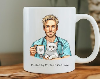 RN Coffee Mug, Cat Father Nurse Mug, Male Nurse gifts, Boyfriend mug, Father's Day cat owner gift, pet dad cat mug, Healthcare worker gifts