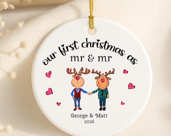 1st Mr Mr Lgbtq Christmas Ornament, Personalized gay gift, Mr and Mr gay gift, Gay couple wedding gift, Lgbtq Engagement, Lgbtq Anniversary