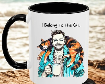 Funny Cat Mug for dad, Cat owner birthday gift, Fathers Day Pet Dad gift, Boyfriend Colorful Cat Lover Coffee Mug, Pet Parent Cat lover art