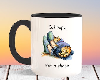 Cat lover Dad Birthday Gift, Watercolor Cat Father Mug,   Father's Day Cat owner Mug, Cat Lover Boyfriend gift, Cozy Cat parent Coffee Cup
