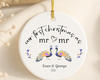 Personalized gay gift, First Christmas gay couple ornament, LGBTQ Christmas, Gay couple Christmas, Gay anniversary gift, LGBTQ engagement