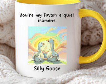 Romantic Goose Couple Coffee Mug, Cozy Morning Love Illustration, Cute Animal Art mug for Couple Anniversary, Valentine Boyfriend Girlfriend