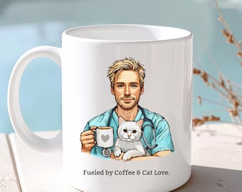 RN Coffee Mug, Cat Father Nurse Mug, Male Nurse gifts, Boyfriend mug, Father's Day cat owner gift, pet dad cat mug, Healthcare worker gifts