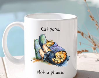 Cozy Watercolor Cat Father Mug, Pet Dad Gifts,  Father's Day Cat owner Mug, Cat Lover Boyfriend gift, Cat Father Coffee Cup, Cat lover art