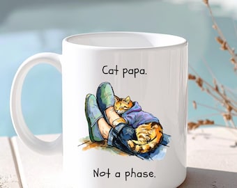 Cozy Watercolor Cat Father Mug, Pet Dad Gifts,  Father's Day Cat owner Mug, Cat Lover Boyfriend gift, Cat Father Coffee Cup, Cat lover art