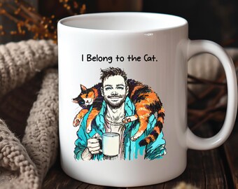 Funny Cat Owner gift, Colorful Cat Lover Coffee Mug, Pet Owner Gift for Him,  Cat lover art Fathers Day gift,  Watercolor Cat mug for dad