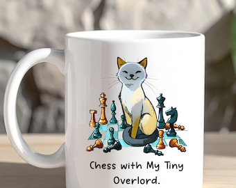 Chessboard Pet Dad Gifts,  Father's Day Cat owner Mug, Strategy games gift for Cat Father, Boyfriend Birthday Cat lover gift, Gamer Pet mug