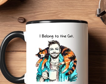 Funny Cat Mug for dad, Cat owner birthday gift, Fathers Day Pet Dad gift, Boyfriend Colorful Cat Lover Coffee Mug, Pet Parent Cat lover art
