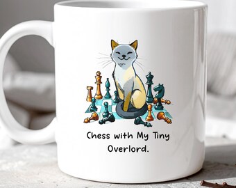 Chessboard Pet Dad Gifts,  Father's Day Cat owner Mug, Strategy games gift for Cat Father, Boyfriend Birthday Cat lover gift, Gamer Pet mug
