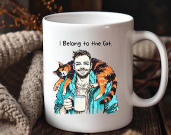 Funny Cat Owner gift, Colorful Cat Lover Coffee Mug, Pet Owner Gift for Him,  Cat lover art Fathers Day gift,  Watercolor Cat mug for dad