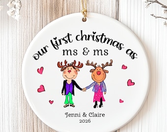 Mrs Mrs Ornament Personalized, Lesbian Engagement, Lesbian Anniversary Gift, Mrs Mrs Wedding gift, Lesbian couple gift gay bridal shower