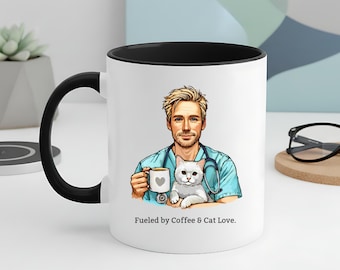 Cat father healthcare worker gift, Male nurse mug for pet dad, RN cat owner gift, Fathers Day Pet Dad gift, Boyfriend Nurse Cat Lover Mug