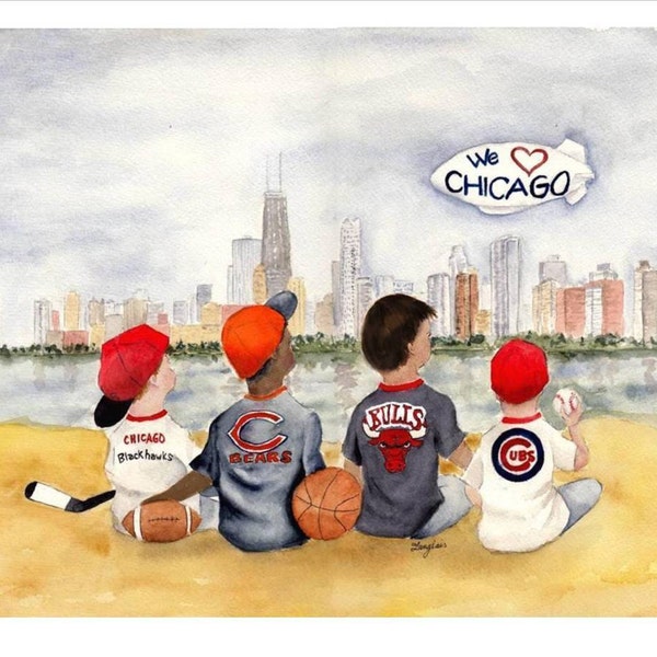 Chicago Print - 11x14  - Choose Print with either Cubs or Sox