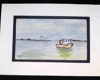 Original Miniature Painting in Watercolor - 2x3 1/2 inches