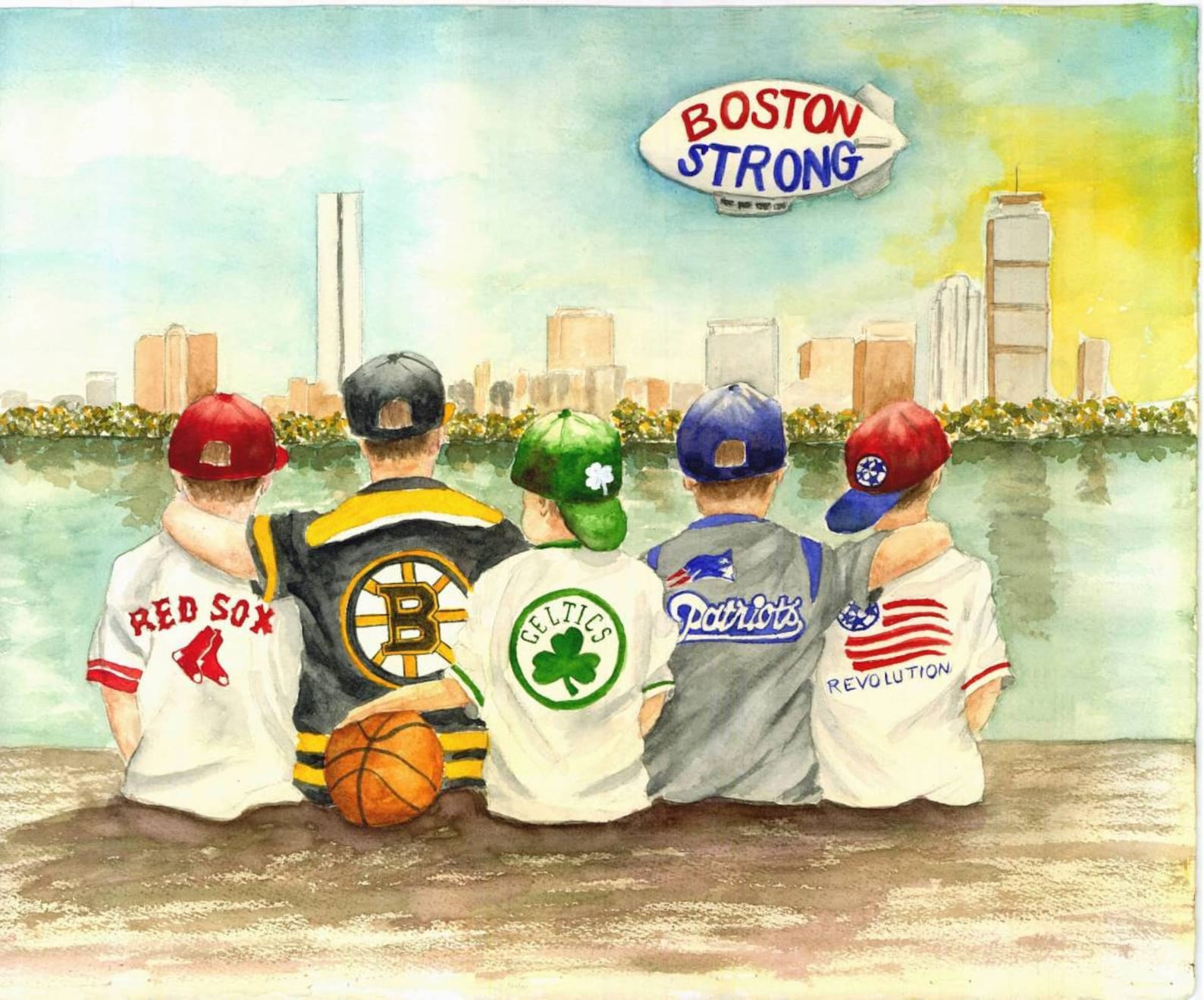Boston Strong Matted Watercolor Print 8x10/5x7 available Etsy