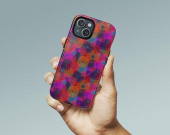 Funda magnética resistente para iPhone 17, 16, 15 y 14 - Estilo maximalista geométrico en tonos joya