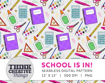 Patrón sin costuras para la vuelta al cole, papel digital para material escolar, fondo para agenda de profesor, diseño de tela dibujado a mano, uso comercial.