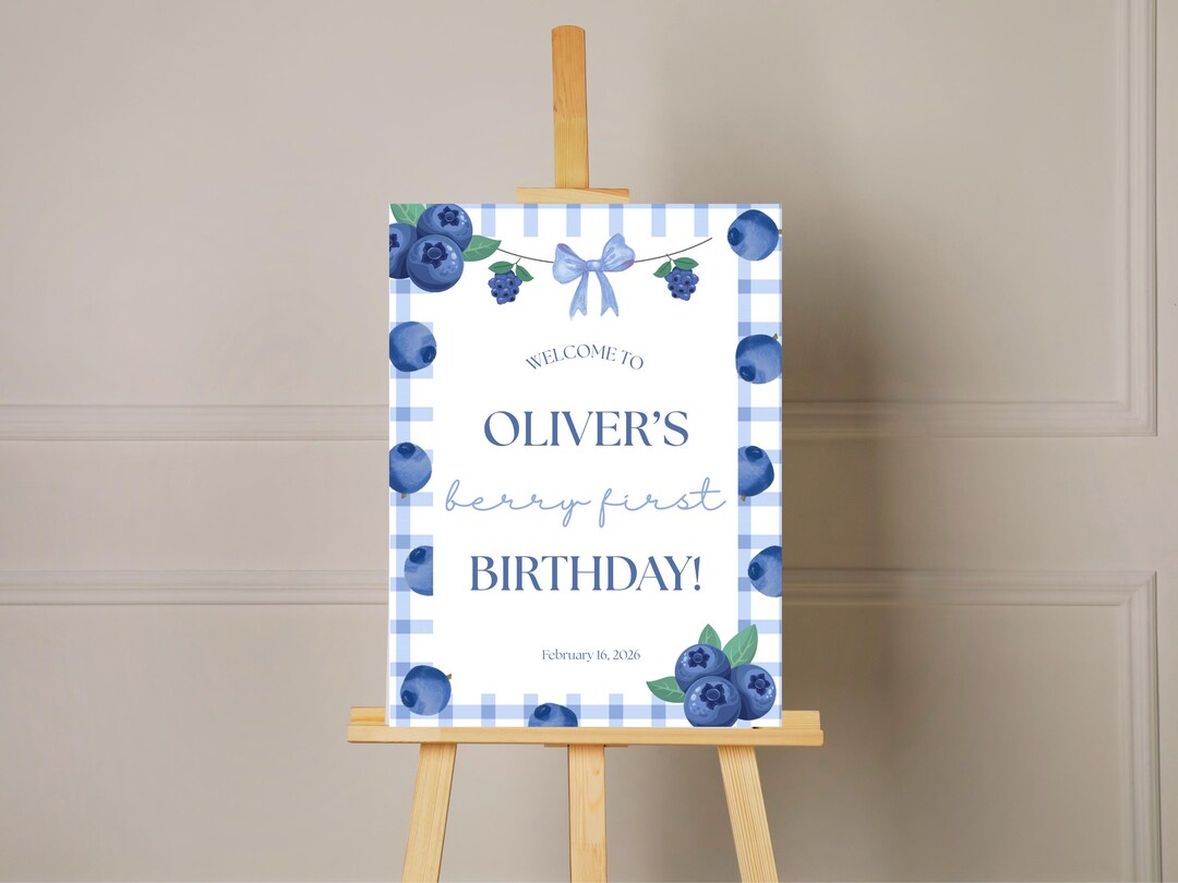 Blueberry Welcome Sign 18x24 | Berry First Birthday Welcome Sign ...