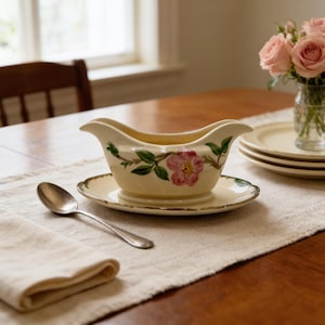 Franciscan Desert Rose Gravy Boat with Attached Underplate