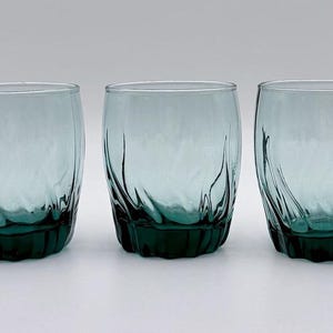 Vintage Anchor Hocking Central Park Teal Swirl Glasses – Set of 5 Blue Green Tumblers