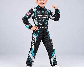 Personalized Youth Go Kart Racing Suit, Karting Suit, Halloween Costume, Birthday Outfit