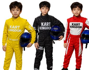 Kids Racing Suit with Name and Flag, Personalized Youth Karting Gear, Custom Toddler Race Suit, Birthday Gift for Junior Driver