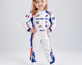 Personalized Toddler Race Car Outfit, Kids Racing Jumpsuit, Fast One Birthday, Halloween Costume