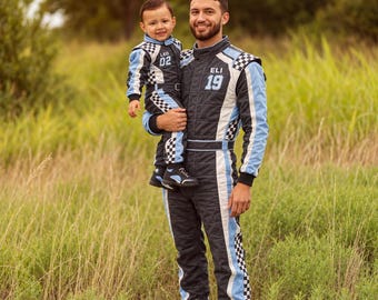 Personalized Father Son Racing Suit, Custom Racing Suits, Family Halloween Costume