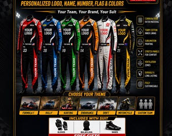 Traje de carreras personalizado para adultos y niños, mono de karting con logo personalizado.