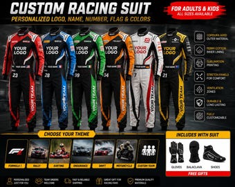 Custom Racing Suit for Adults & Kids, Personalized Logo Karting Jumpsuit, Formula Rally Drift Motorsport Overall
