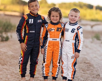 Personalized Kids Racing Jumpsuit, Race Car Outfit, Go Kart Suit, Halloween Costume