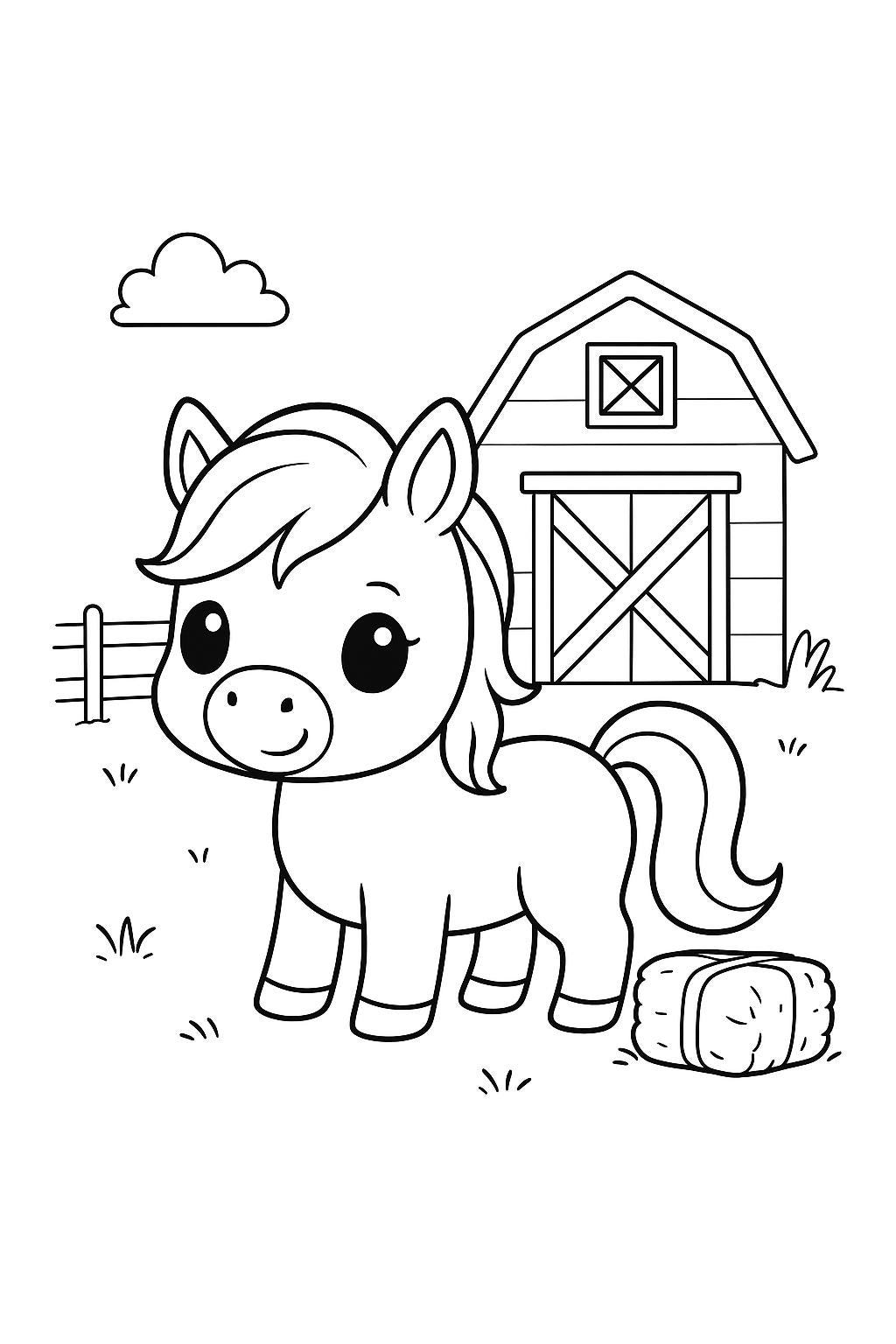 Farm Coloring Pages for Kids – Cute Chibi Animals, Farm, Tractor ...