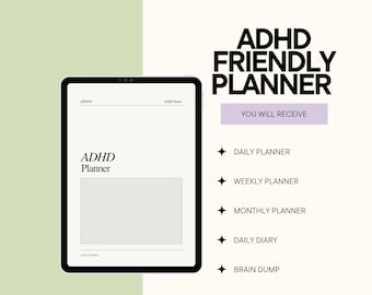 ADHD-Friendly Minimalist Digital Planner: Focus & Productivity Canva Template (PDF)