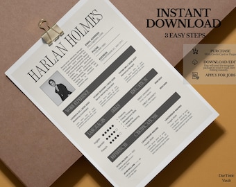 Modern Resume Template Editable in Canva & Word Professional CV Design Clean One Page Resume for Job Application ATS Friendly